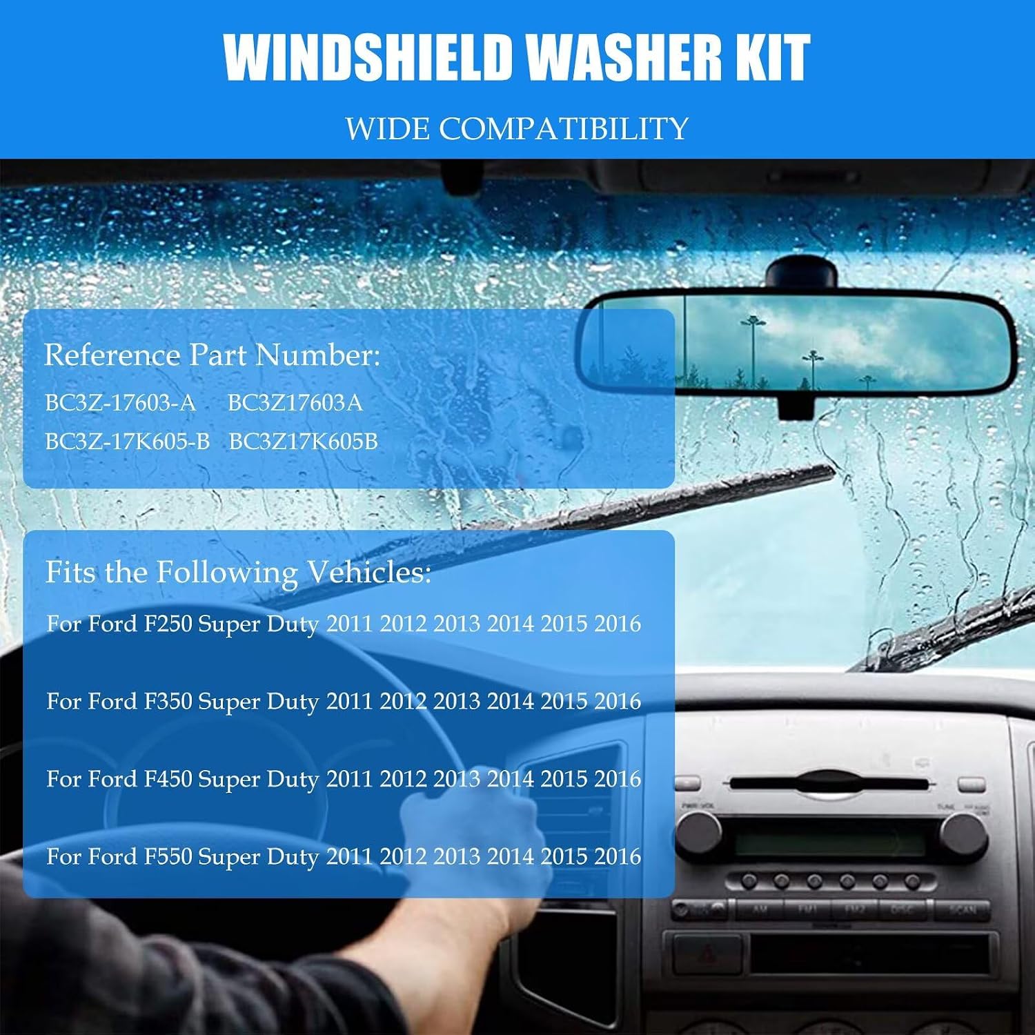 Xspeedonline Front Windshield Washer Nozzle Jet Hose Kit for Ford 2011-2016 F250 F350 F450 F550 Super Duty, Replaces BC3Z-17603-A BC3Z-17K605-B