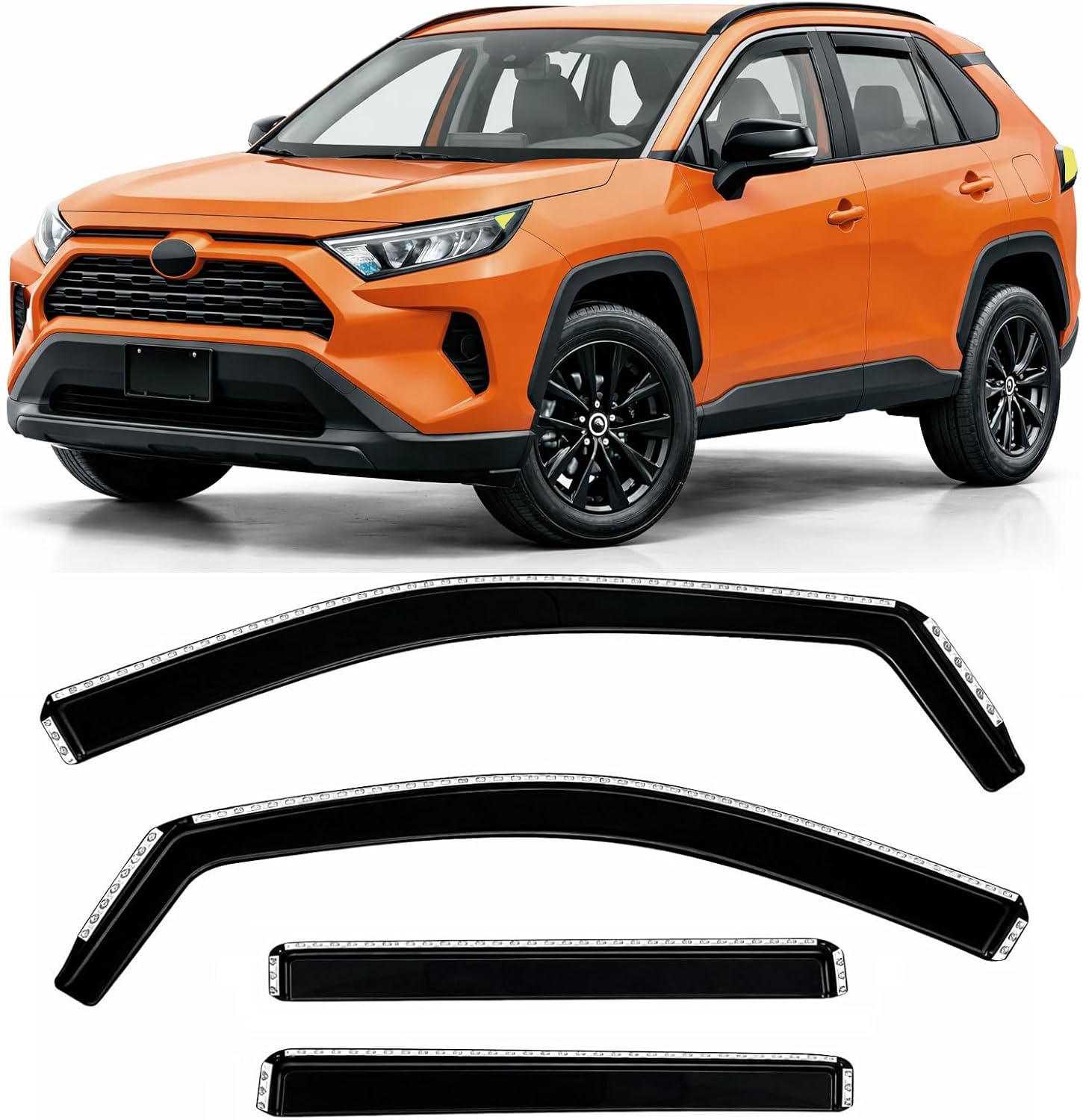 2019-2025 in-Channel Rain Guards Side Window Visor Deflectors for Toyota Toyota Rav4 SE XSE LE XLE Adventure Limited Hybrid 2020 2021 2022 2023 2024