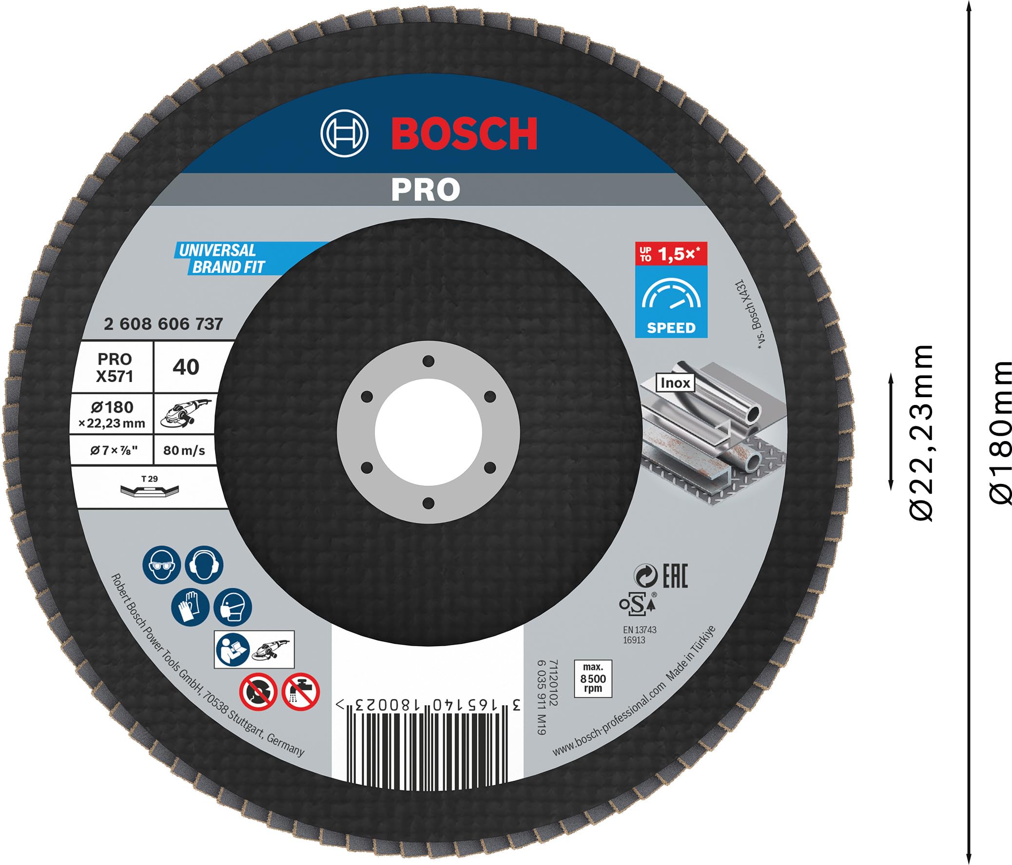 Bosch Professional Lam.X571 Best Metal: 180 mm Cón.FV G40