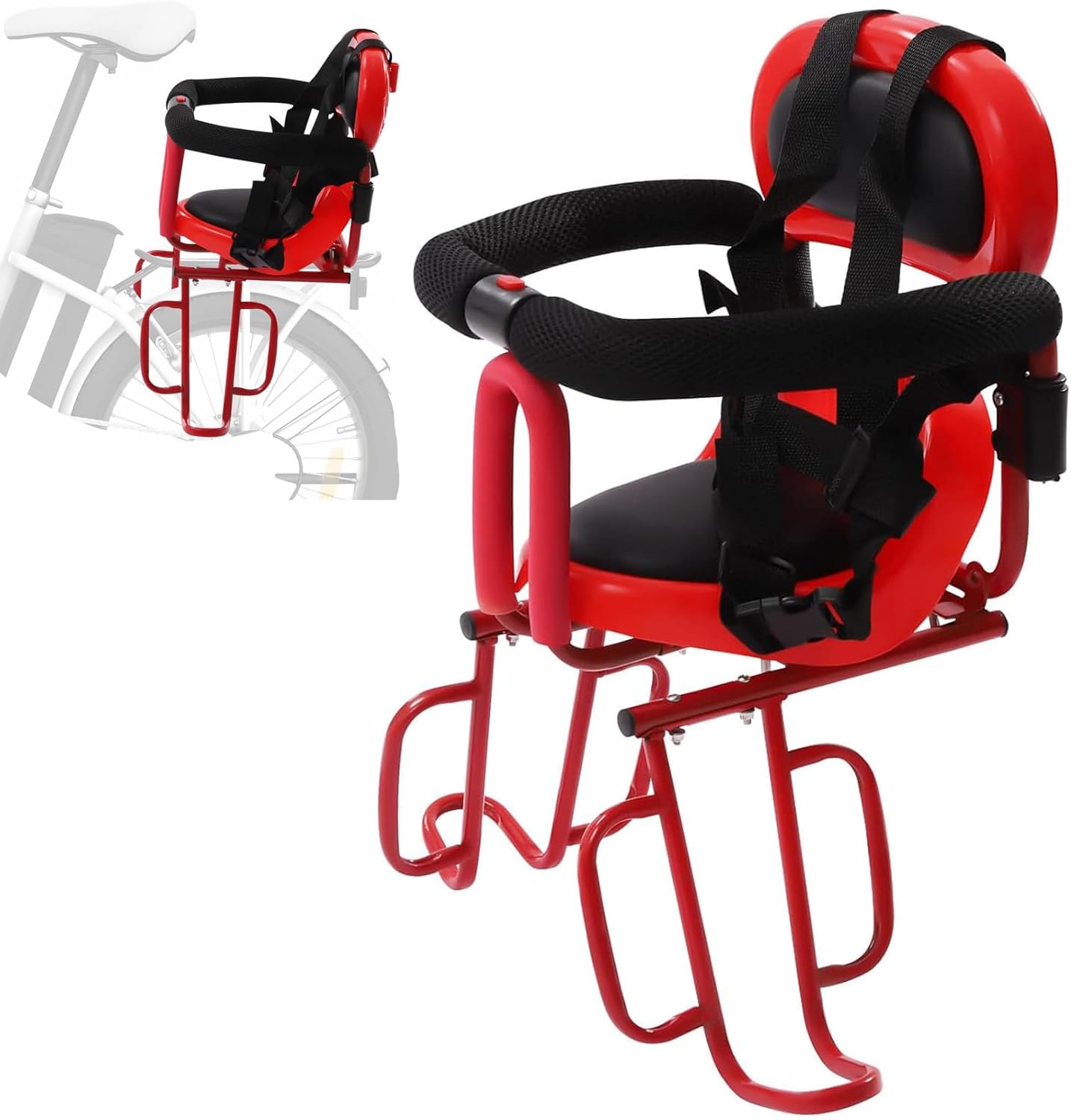 Rear Child Bike Seat Kids Seat for Bikes Full Fence Rear Mount Baby Carrier Seat Children's Bicycle Seat Fits Folding Bikes Mountain E-Bike for Children 2-6 Years(Up to 60 Lbs)