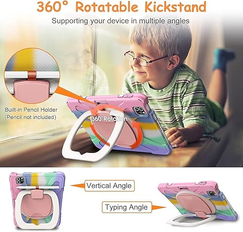 Vista 13 de Funda para iPad (A16) de 11 pulgadas 2025, Aslo para iPad 10 de 10.9 pulgadas 2022, funda resistente a prueba de golpes, soporte giratorio, soporte