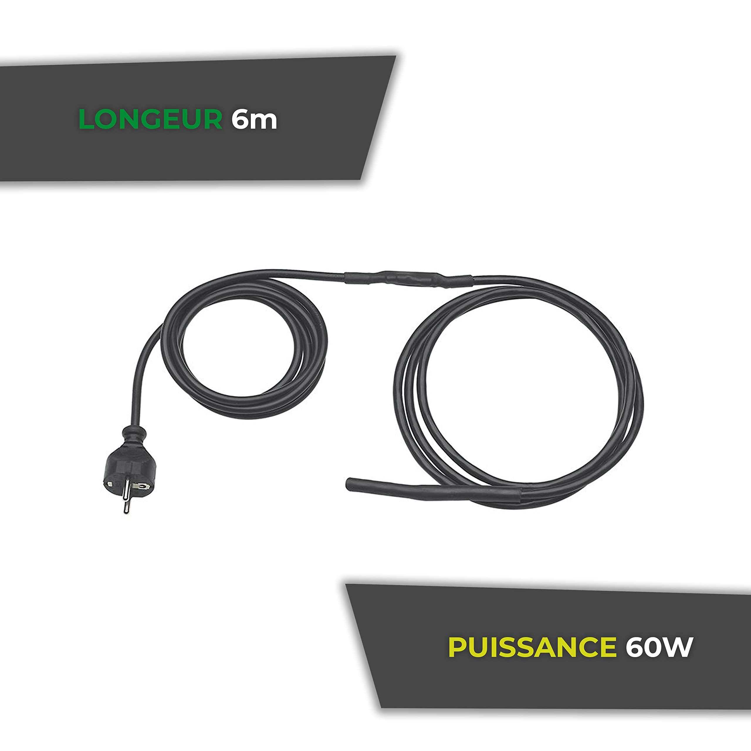 Bio Green Kabel grzewczy do roślin | 6 metrów | 60 W | samoograniczający | chroni rośliny i doniczki przed mrozem | gotowy do podłączenia | IP67