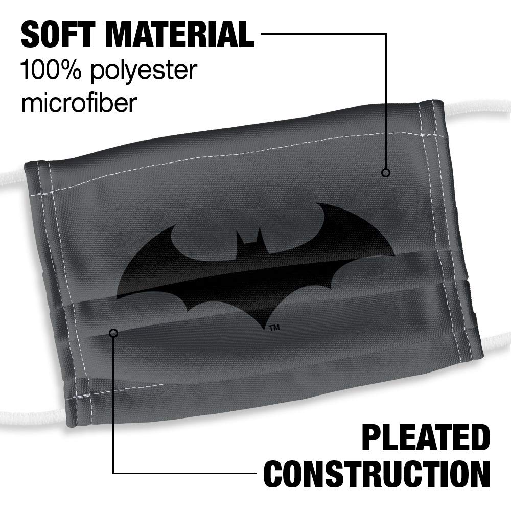 Popfunk Batman Kids Hush Logo 1-Ply Reusable Face Mask Covering with Adjustable Nose Wire