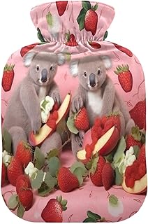 Wajiw Hot Water Bottle with Cover 2L Warm Water Bottle for Hot and Cold Compress Hot and Cold Therapies,Hand Feet Warmer,Strawberry Sloth