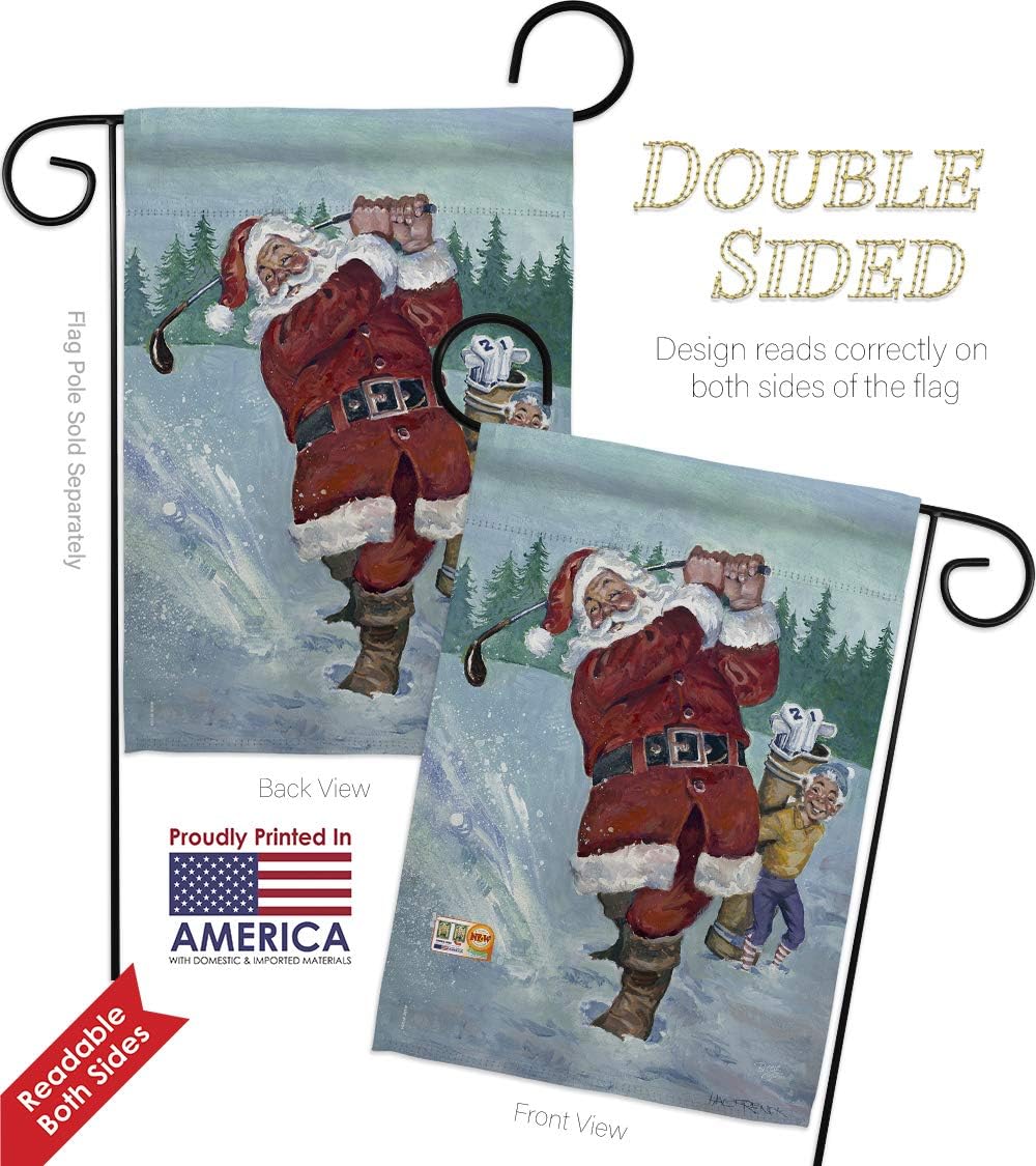 Golfing Santa Flag Christmas Decorations Winter Seasonal Garden Snow Breeze Decor Merry Xmas Banner Room Wall Art Patio Porch Lawn Small Feliz Navida Tapestry Outdoor Gifts For Grandma Made In USA
