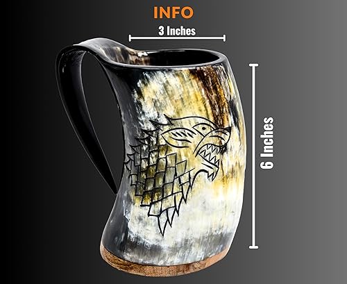 Miniatura 4 de Taza de cuerno vikingo para beber, 16-20 onzas, la mejor taza de cuerno de buey hecha a mano única para bebidas frías, 100% segura para alimentos.