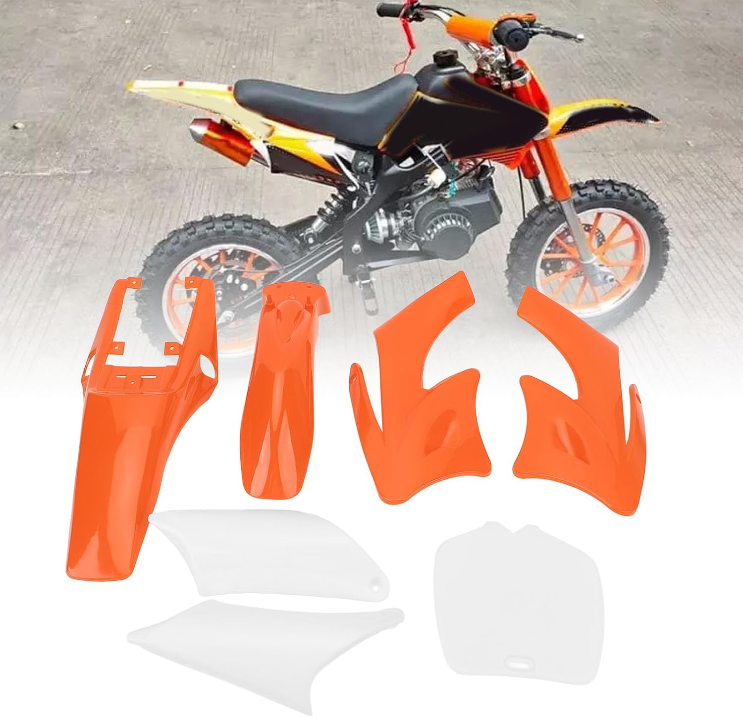Plastic Fairing Body Cover Kit, 7 Pieces (Orange)