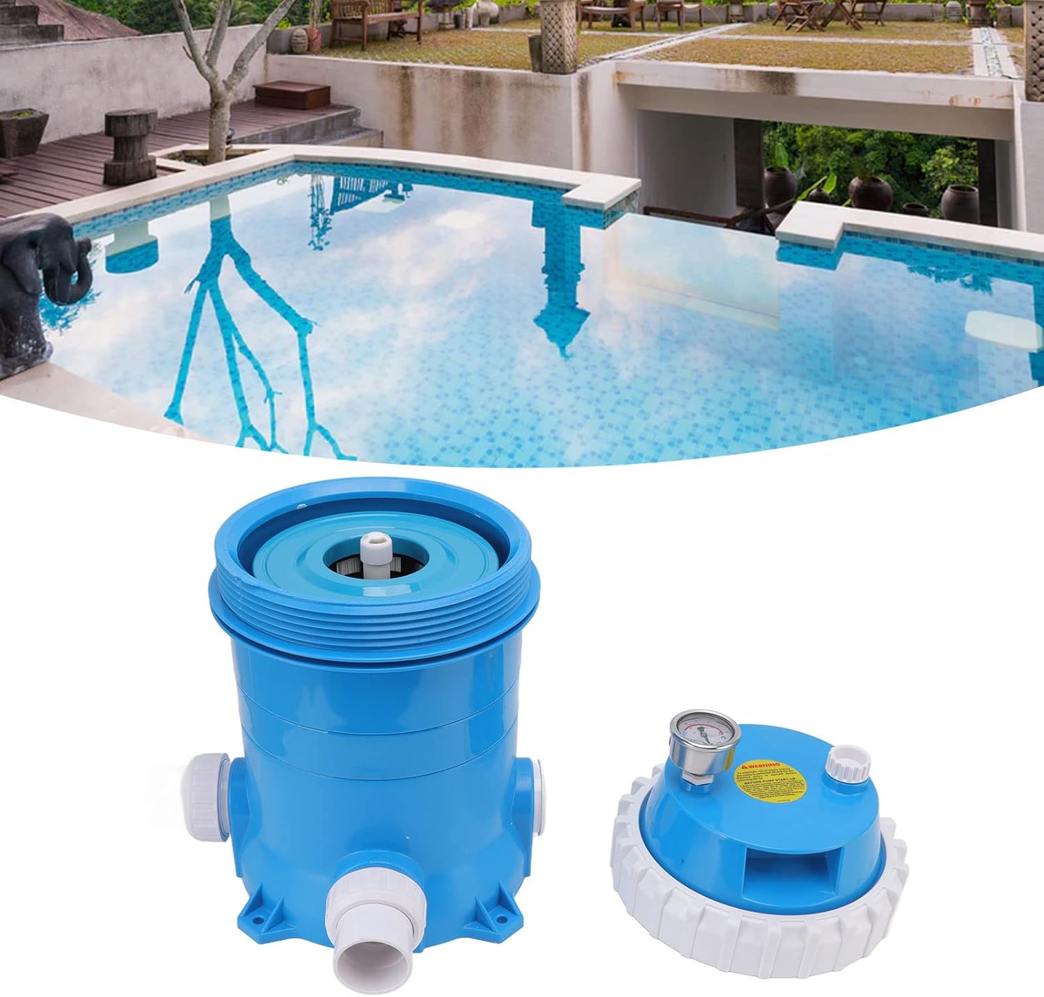 Omabeta Swimming Pool Water Filter Efficient High Accuracy Inflatable Filter System for Pools, Spa Filters for Swimming Pools, Plastic 15.4 X 12.0 Inch