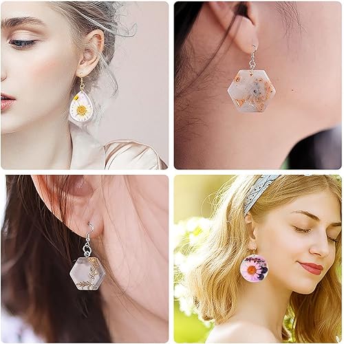 Miniatura 3 de Moldes de resina para joyas 12 piezas de moldes de resina para pendientes de silicona con agujero variedad de formas y tamaños de moldes de joyería