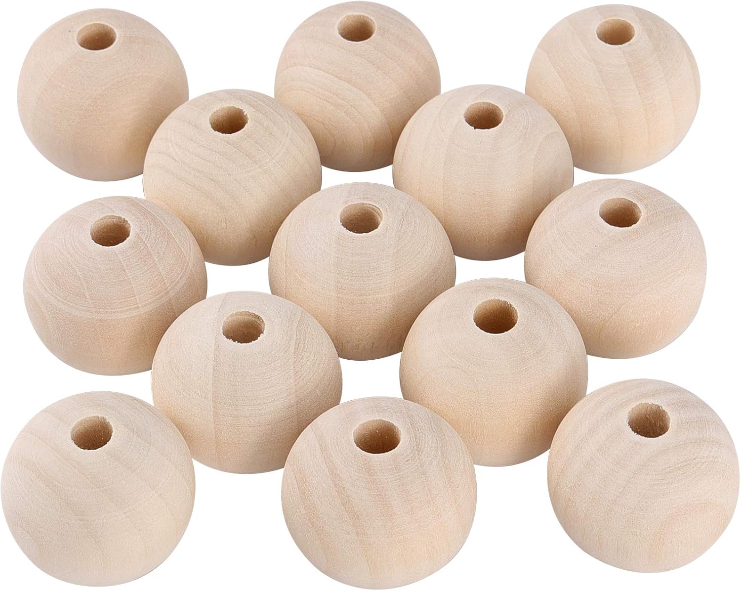 HAKZEON 25mm 300 PCS Natural Wooden Beads for Crafts, Round Spacer Unfinished Loose Wood Beads Set for Assorted Jewellery Making, Garland, Home Decoration, DIY Handmade - Image 3