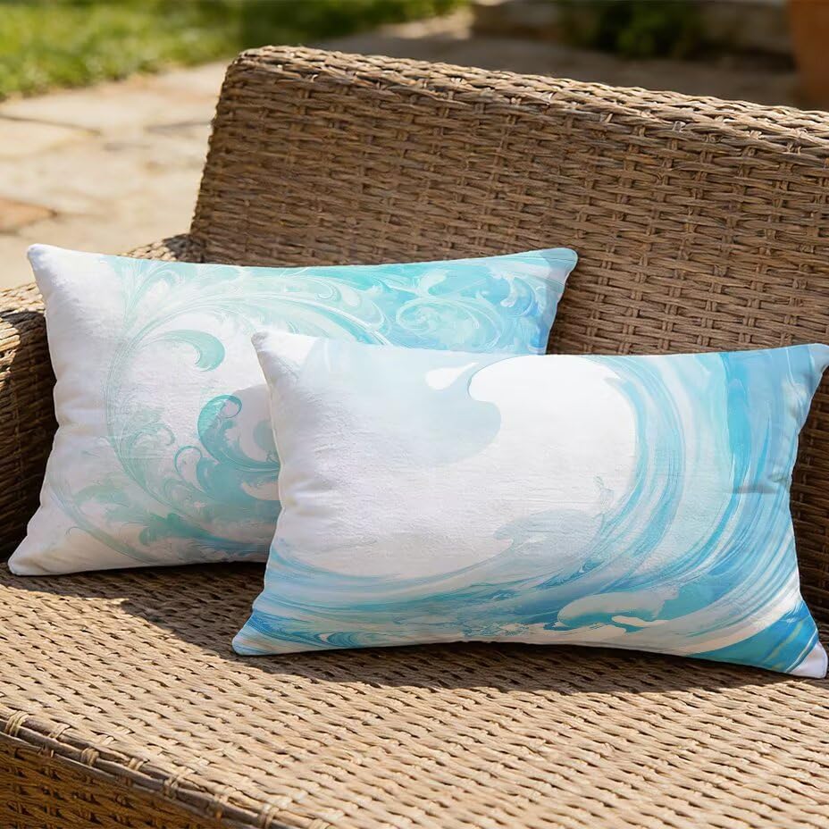 Housses coussin de jardin imperméables blanc 40x80 anti-tache et anti-UV