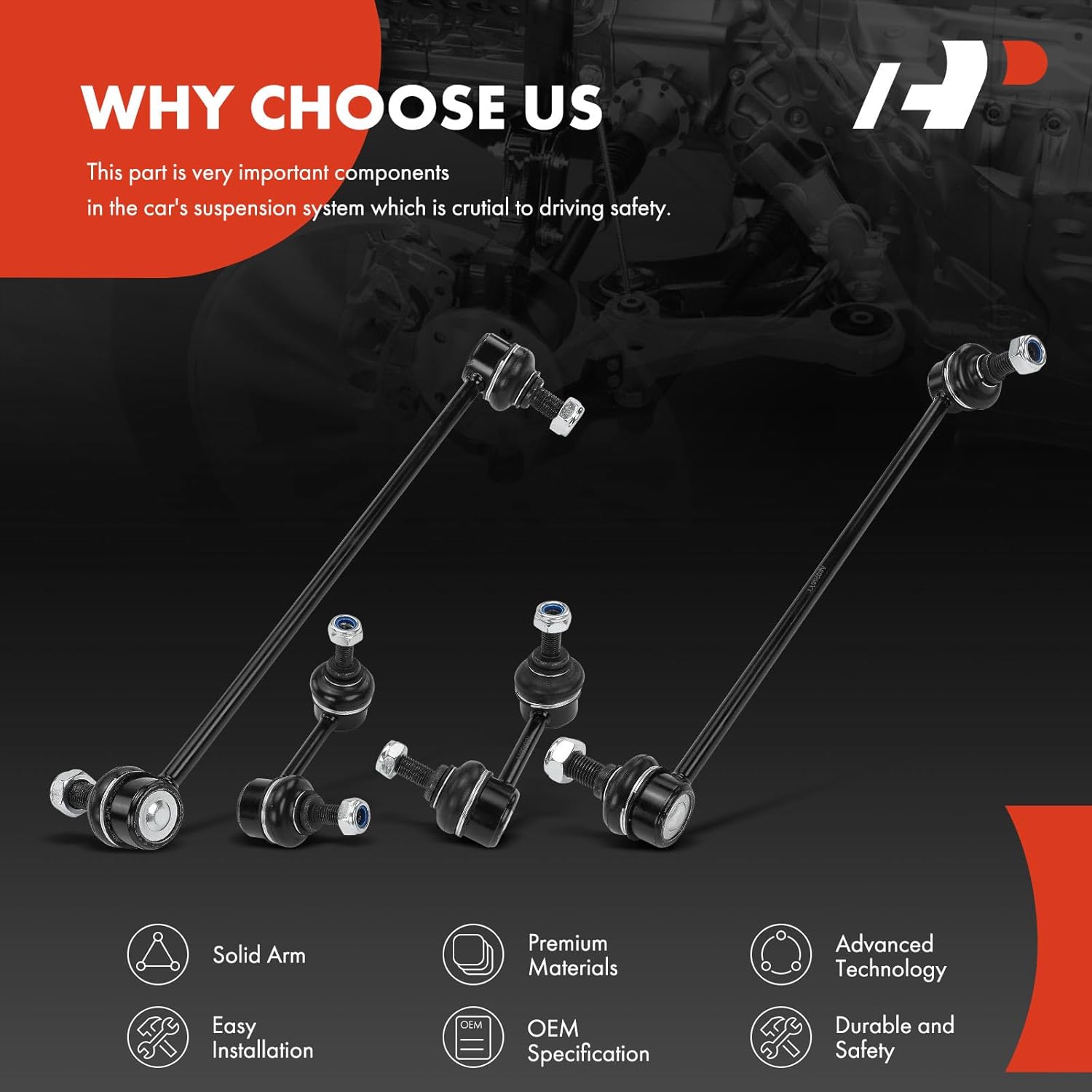 A-Premium Set of 4, Front & Rear Sway Bar Links Stabilizer Bar Links Kit, Compatible with Nissan Murano 2003 2004 2005 2006 2007