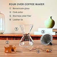 Vista 4 de Pour Over Coffee Maker with Stainless Steel Filter, Pour Over Coffee,Pour Over Coffee Dripper, 13.5 OZ, Drip Coffee Maker, High Heat Resistant