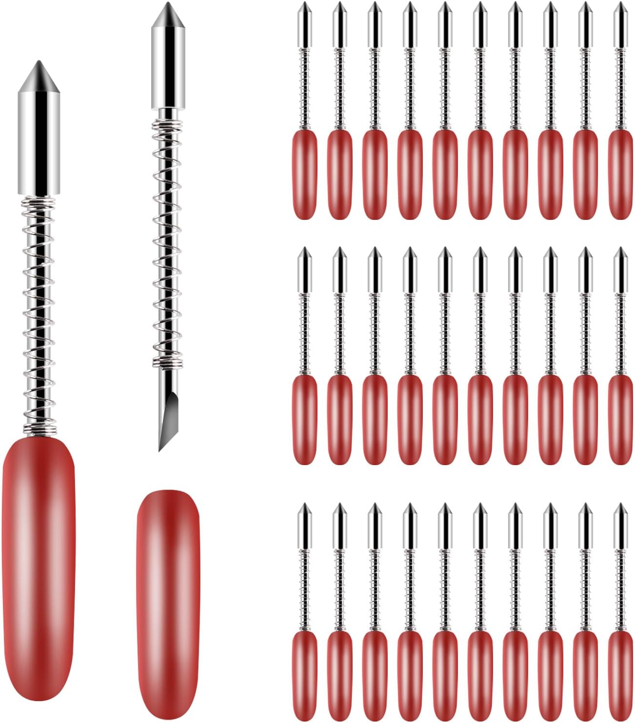 30 Pcs 45 Degree Vinyl Cutter Plotter Blades Lettering Blade for Graphtec CB09U CB09, Replacement Fine Point Blades with Springs Cuts Vinyl,Reflective film, Automotive film, Self-adhesive Paper