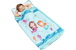Toddler Nap Mat with Removable Pillow for Girls -Underwater Mermaids-
