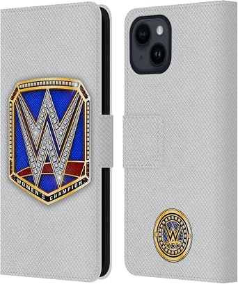 Head Case Designs Officially Licensed WWE Smackdown Womens Champion Title Belts Leather Wallet Case Compatible with Apple iPhone 15
