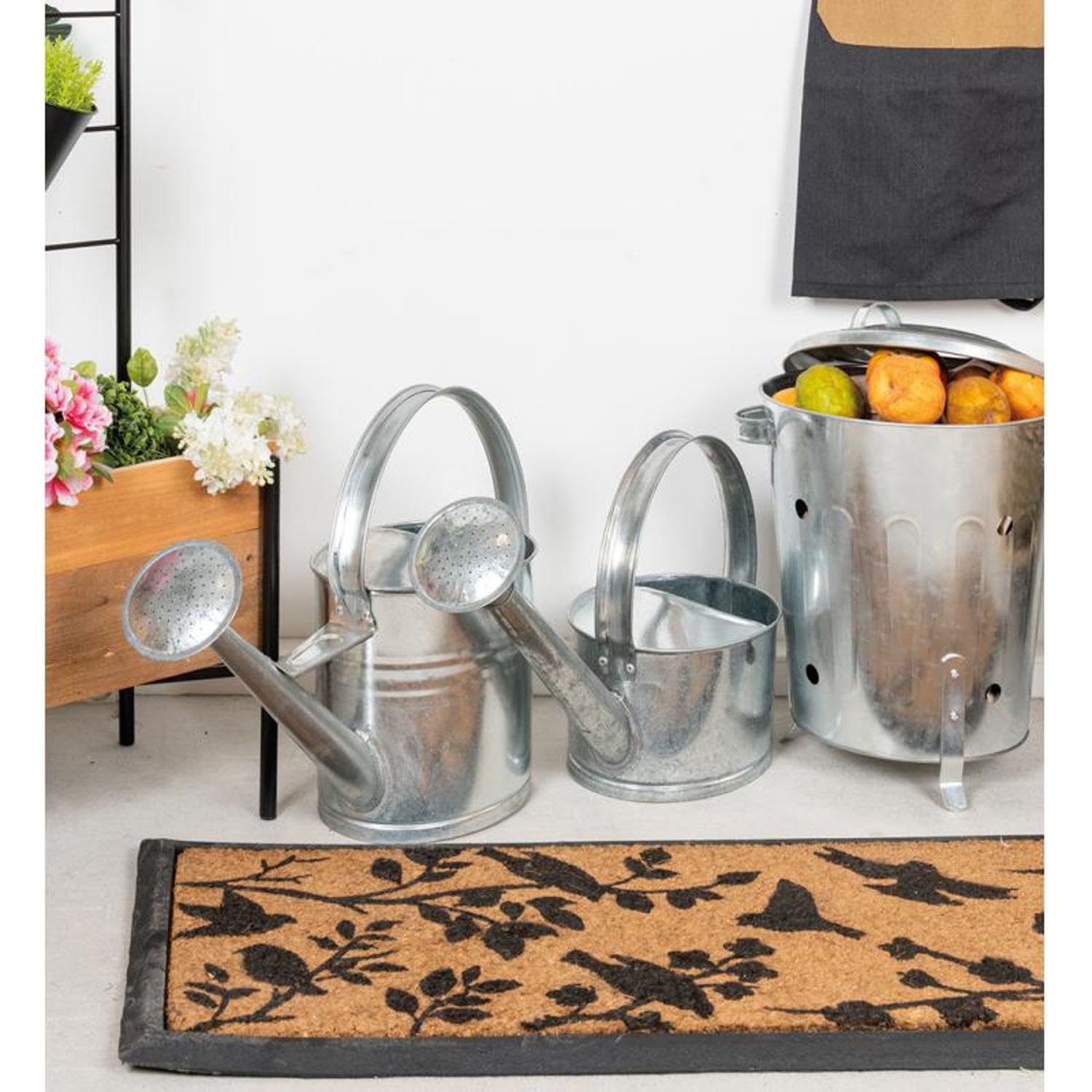AUBRY GASPARD - Composteur en Acier Galvanisé 18L - Prêt À Monter - Design Cylindrique - Ø29 H50 - Matériau Durable - Idéal pour Petits Jardins et Balcons - Naturel - Ø29 H50