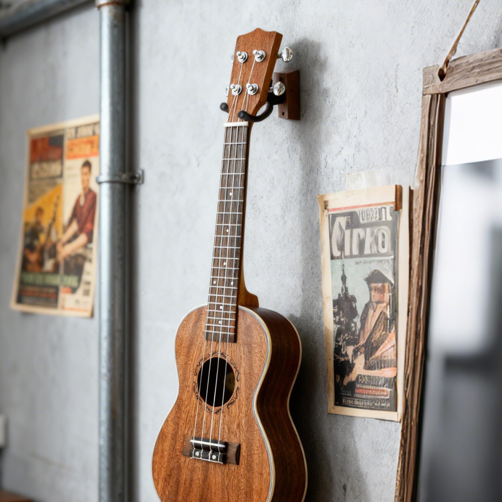 Uchwyt ścienny na gitarę z twardego drewna, 2 sztuki, drewno orzech włoski, uchwyt ścienny z wężem silikonowym i podstawą z twardego drewna, ukulele, uchwyt ścienny do gitary akustycznej