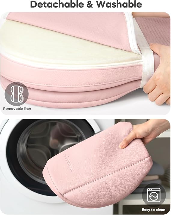 Mamatepe Leather Baby Changing Pad with Waterproof & Wipe-Clean for Dresser and Table, Lightweight and Portable - Memory Foam Cushion for Comfort, 28X16 Pink