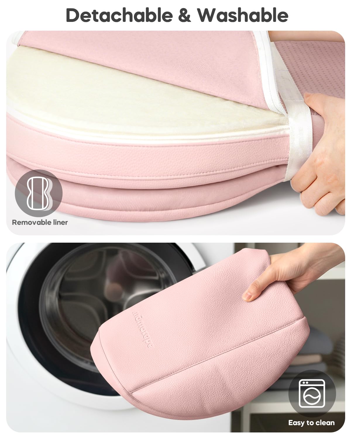 Baby Changing Pad with Waterproof & Wipe-Clean, Non-Slip PU Diaper Changing Pad, Adjustable Safety Belt, Changing Pad for Dresser, Changing Table,28"X16",Pink