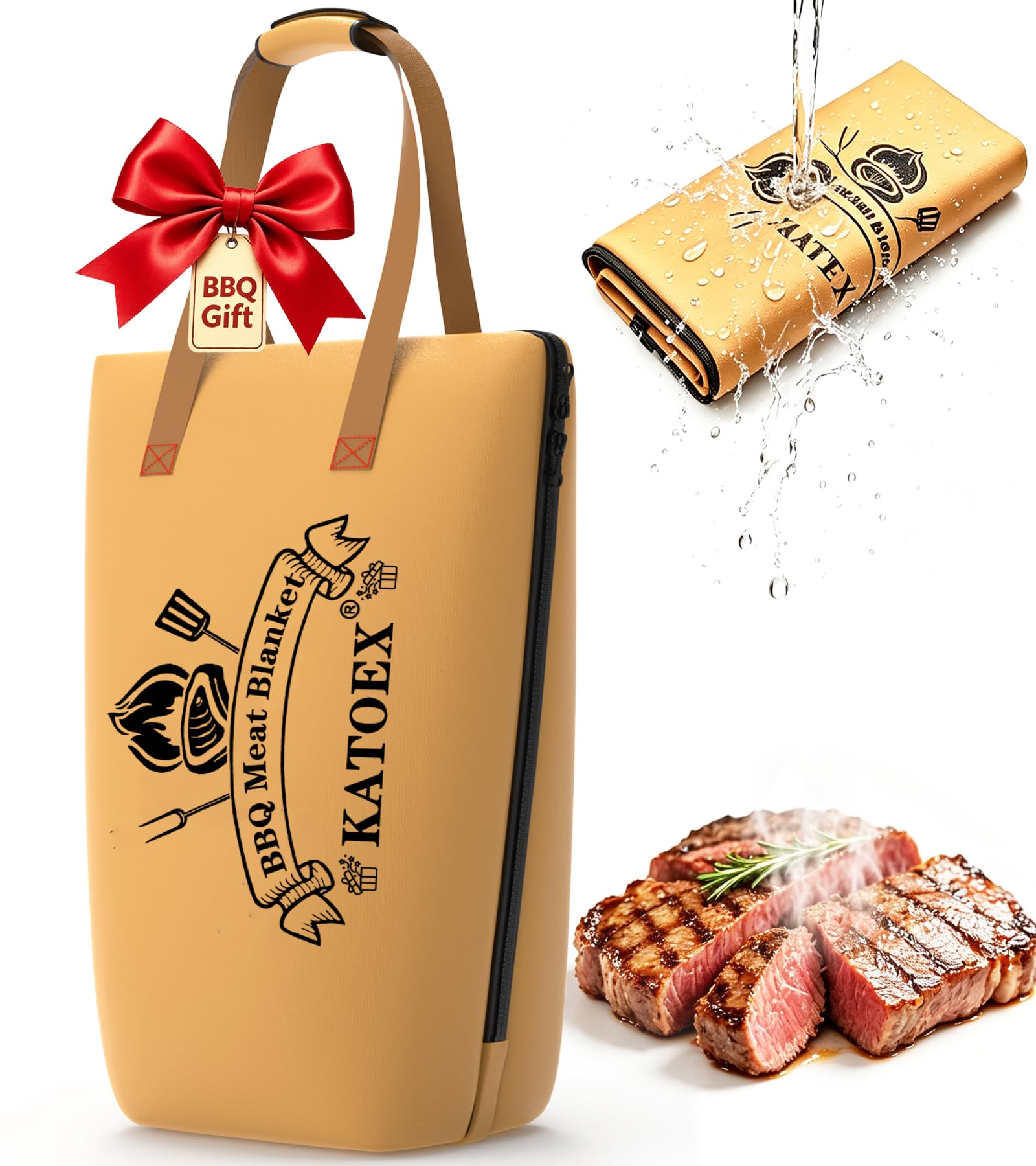 BBQ Blanket for Resting Meat, Smoker Meat Insulated Resting Bag made of Washable Oxford Cloth, Large Brisket Resting Blanket– Gifts for Men, Dad, BBQ Lovers, Christmas Gifts (21in New Brown)