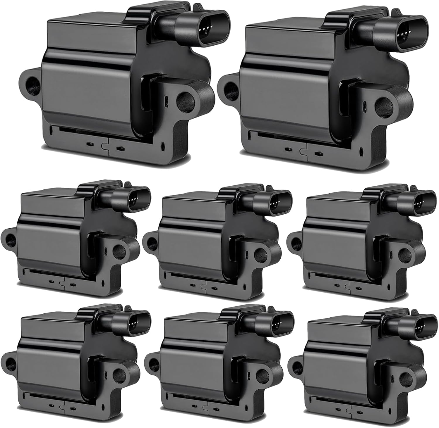 UF271 Square Ignition Coils Pack & Double Iridium Spark Plugs & Spark Plug Wires for Chevy Avalanche Express Silverado Suburban Tahoe GMC Savana Sierra Yukon Cadillac Escalade 4.8L 5.3L 6.0L D581 8PCS