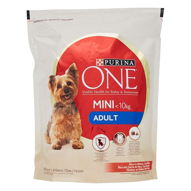 Foto 5 de 8 de Purina One Mini pienso para perro adulto rico en carne de vaca, con arroz, para perros de hasta 10 kg, 800 g
