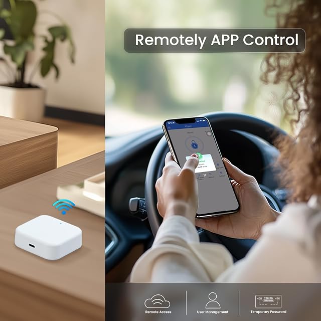 DESLOC G2 Smart Lock WiFi Gateway for Smart Door Lock | Wi-Fi Bridge, Remote Control, Compatible with TT Lock APP, Wors with Alexa and Google Home, WiFi Hub for Front Door Lock Set