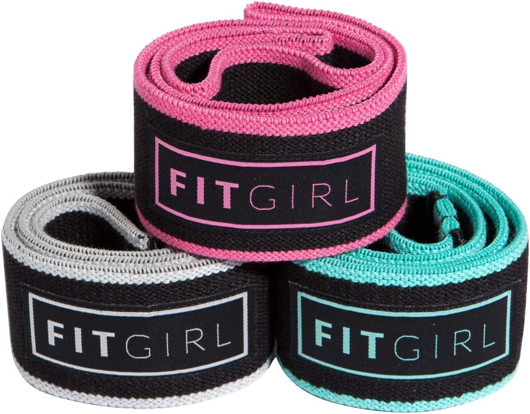 FITGIRL - Resistance Bands Set for Women, Exercise Mini Bands for Working Out Your Booty and Legs, Workout at Home or The Gym, Fitness Fabric Loop Band, Elastic Soft Non Slip Design - 3 Pack