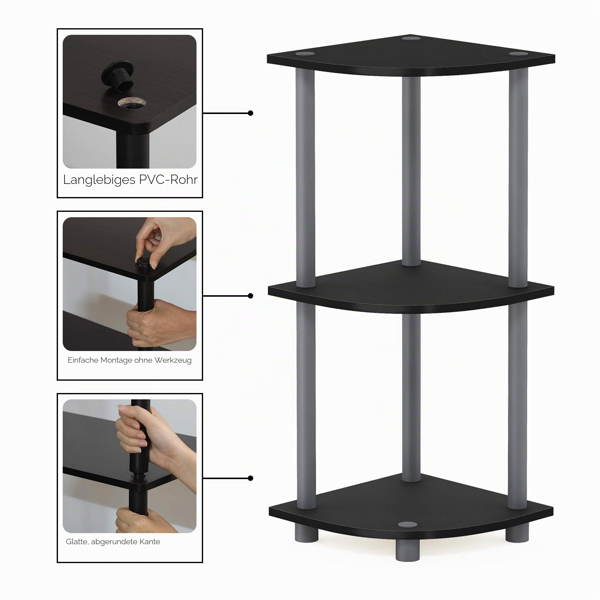 Furinno Eckregal-Mehrzweckregal mit 3 Ebenen – Bild 4