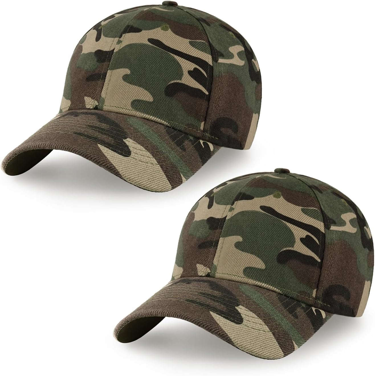 2-Pack Classic Structured Baseball Cap Adjustable Snapback Multipack Ball Caps for Custom Embroidery Running Workouts Outdoor