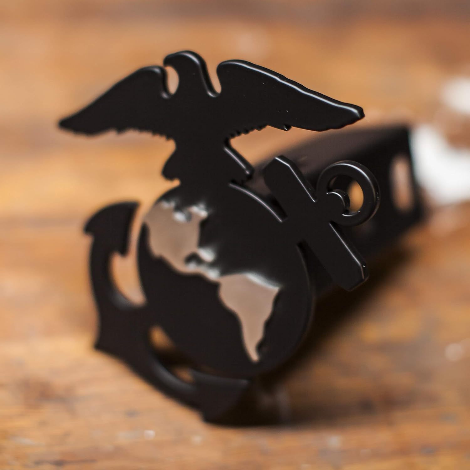 Kempter Kustoms Marine Corps 2" Receiver Custom Black Steel and Stainless Trailer Hitch Cover