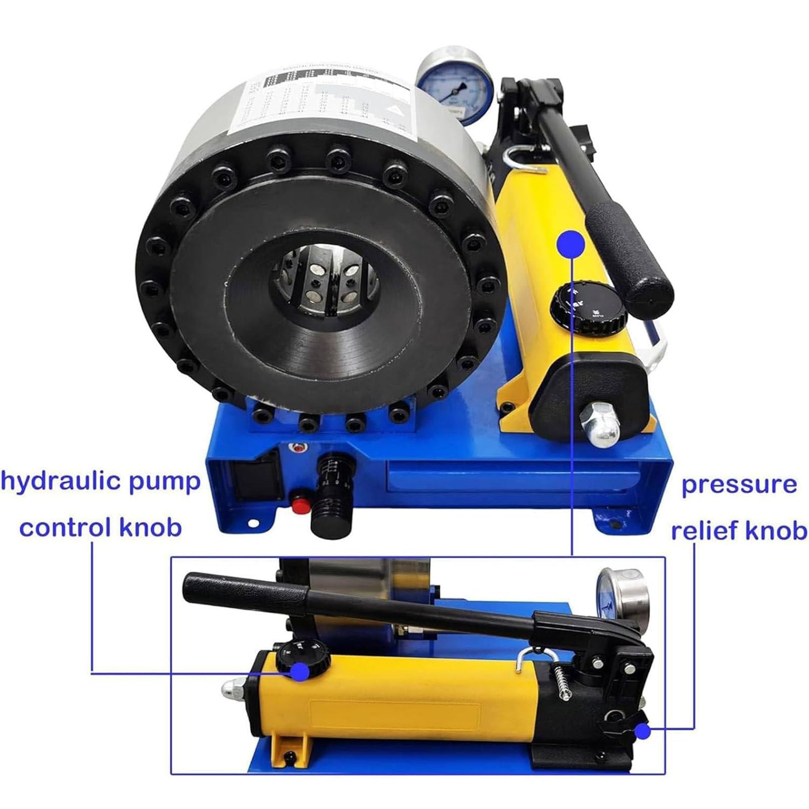 Tragbare Schlauchpresse, Handgehaltene Hydraulische Schlauchpresse, Hochdruck-Hydraulikschlauchpresse, Manuell Betriebene Hydraulische Crimpmaschine mit 7 Sätzen von Matrizen