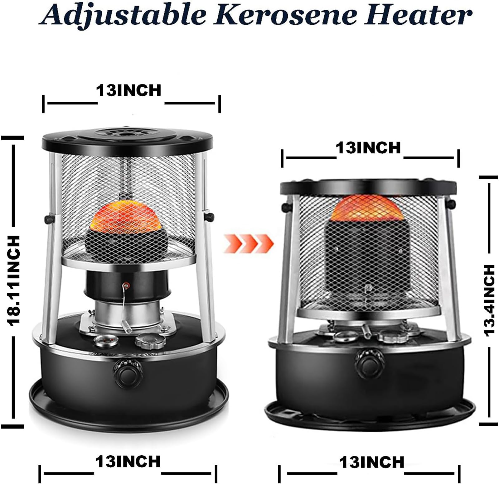 Riscaldatore a cherosene, portatile, 2 in 1, non elettrico, per interni ed esterni, riscaldamento a 360°, per campeggio, casa, garage e preparazione alle emergenze