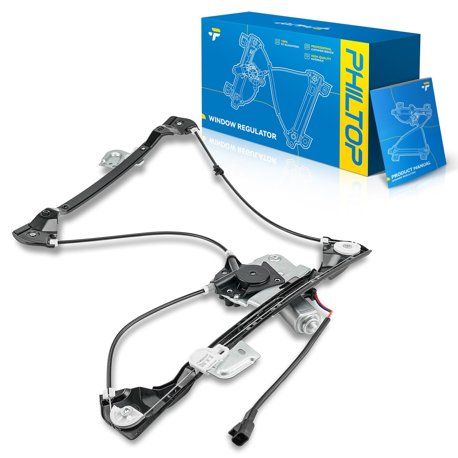PHILTOP 741-642 Power Window Regulator w/Motor Front Right Passenger Side