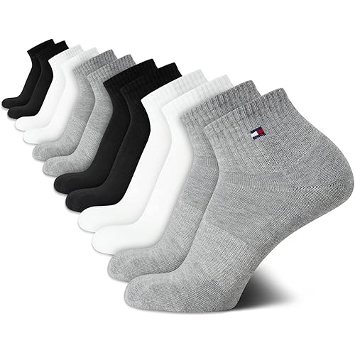 Tommy Hilfiger Men's Athletic Socks - Cushion Quarter Cut Ankle Socks (12 Pack)