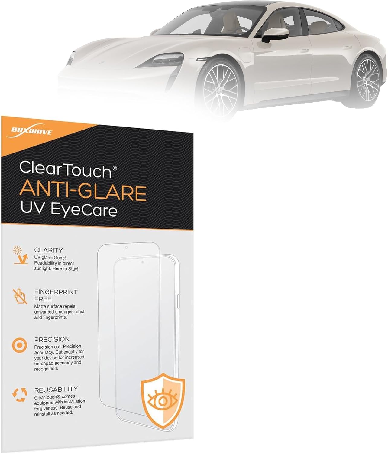 BoxWave Screen Protector Compatible With Porsche 2023 Taycan Display (10.9 in) - ClearTouch Anti-Glare Anti-UV EyeCare (2-Pack), Filters out Harmful Blue Light Reduce Fatigue
