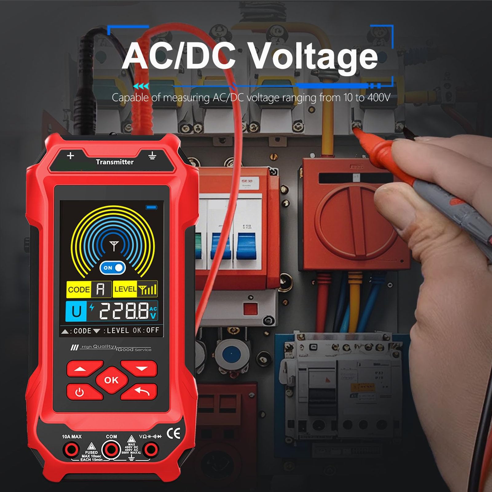 Eujgoov Localizador de Cables ET836, Detector de Cables 125kHz, Rastreador de Señales Subterráneas para Pared, Localizador de Roturas y Cortocircuitos, Probador de Tensión NCV con