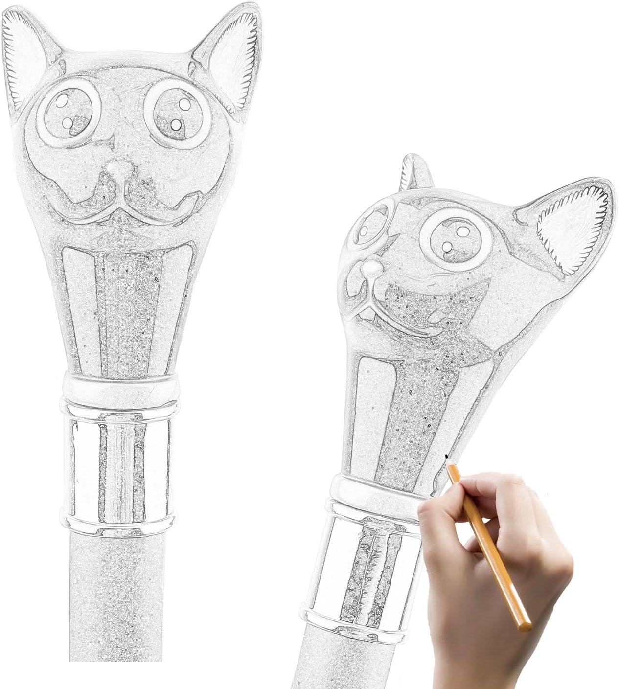 Cat Gentleman Kitten Walking Cane, Removable Two Piece Anti Slip Cane for Seniors People and Limited Mobility 36 in
