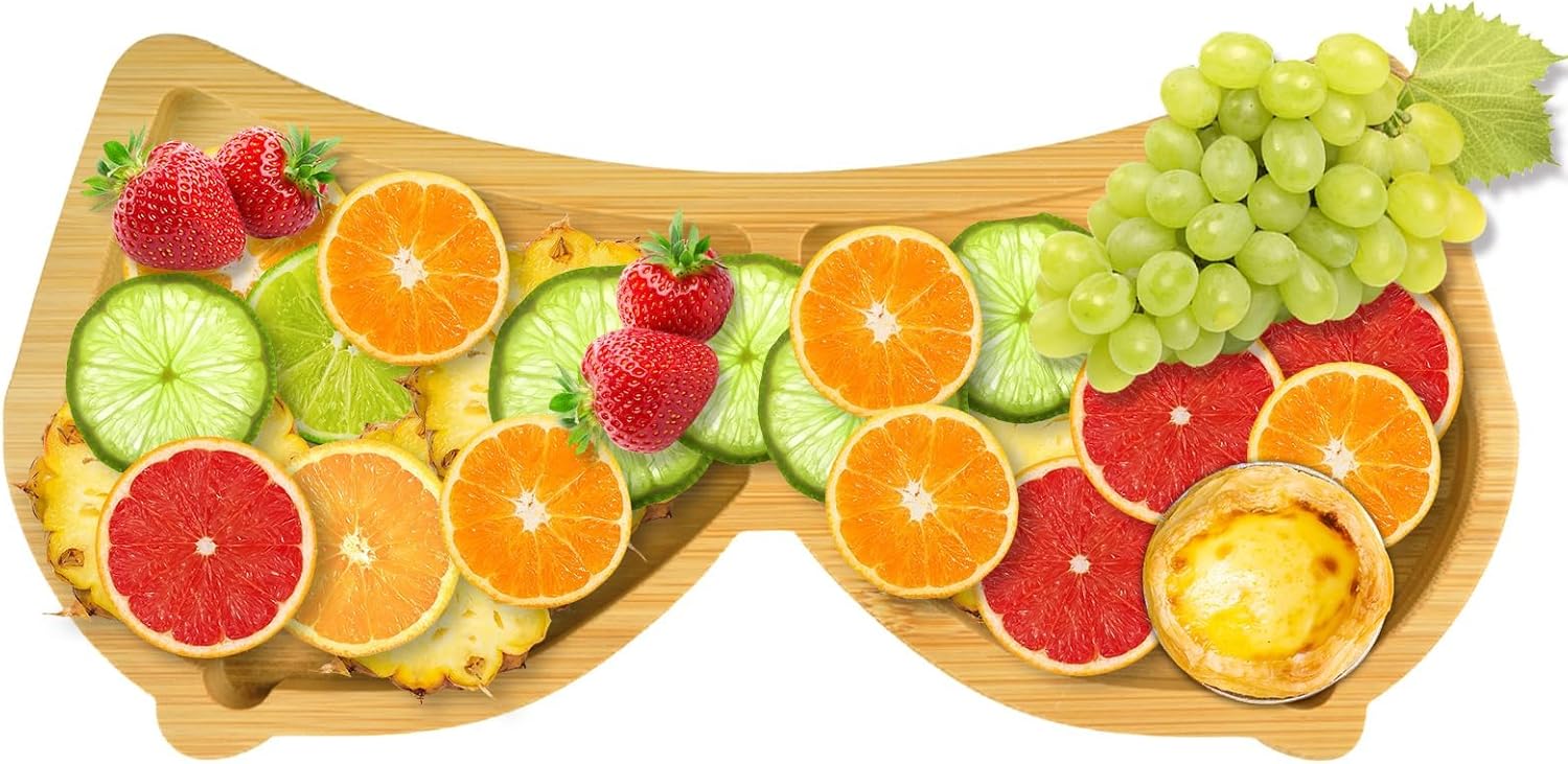 Large - Funny Charcuterie Board, Bamboo Serving Tray, Novelty Solid Bamboo Charcuterie Board, Unique Aperitif Platter, Reusable Serving Plate (15.7 x 7.1 Inch)