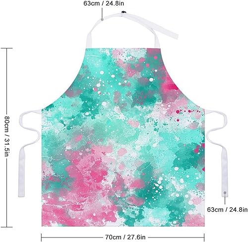 Miniatura 2 de MUSM Apron for Adults - 27.6 X 31.5 Inch, Heavy-Duty Polyester Aprons with Two Large Pockets, Waterproof Paint Splatter Pattern Kitchen Apron for