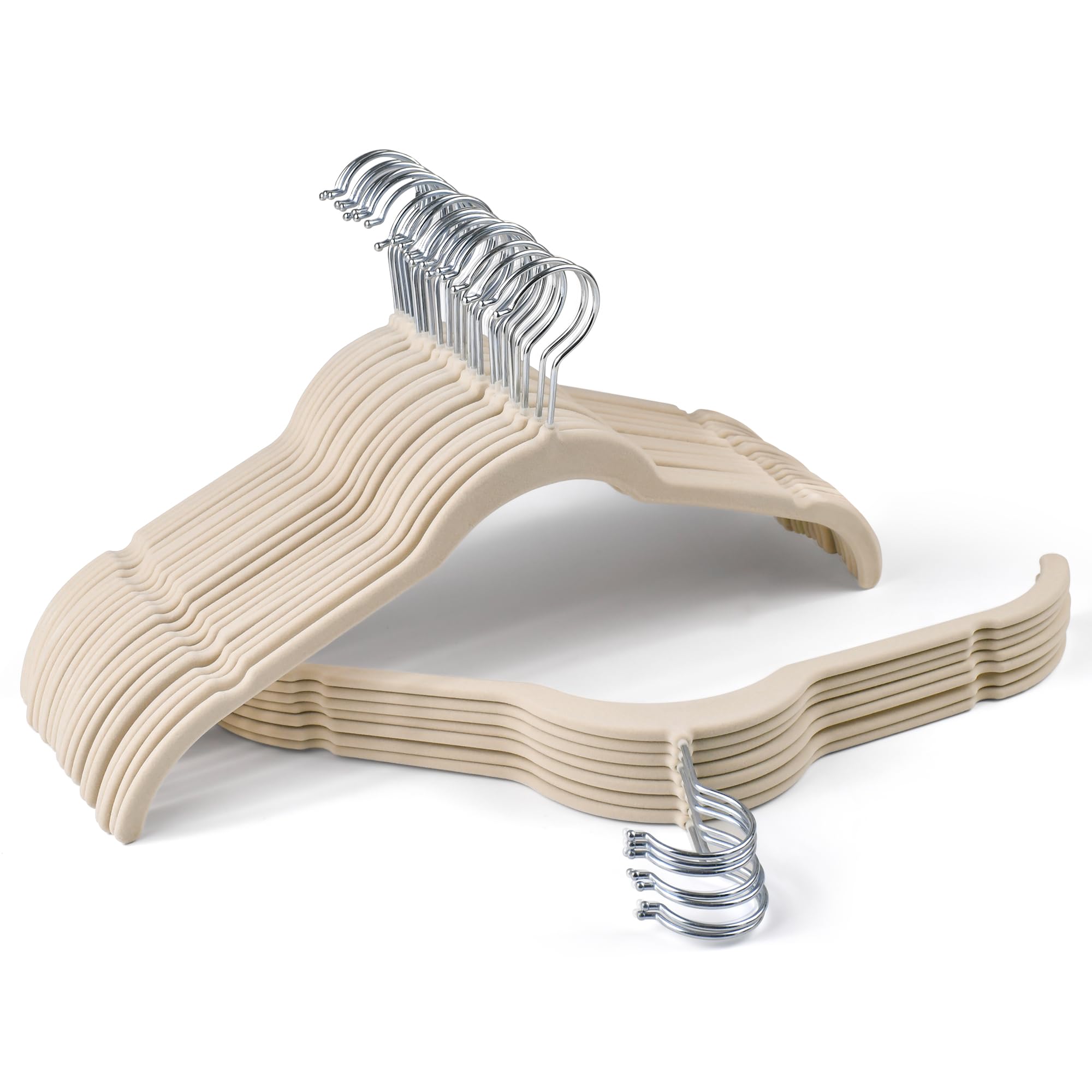 Premium Velvet Shirt Hangers 30 Pack, Non-Slip 360° Swivel Hook Slim Flocked Coat Hanger, Space Saving Felt Hanger for for Tank Top, Blouses, Strappy Dresses