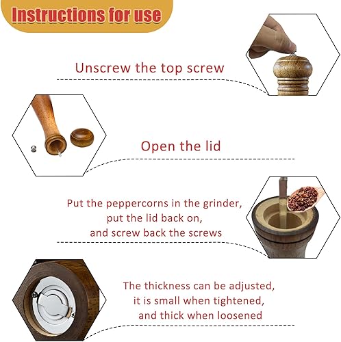 Miniatura 2 de UMIKAkitchen SYNCHKG087844 - Molinillo de pimienta para cocina 1 año de garantía cuerpo de madera maciza con molinillo ajustable de 8 pulgadas 1