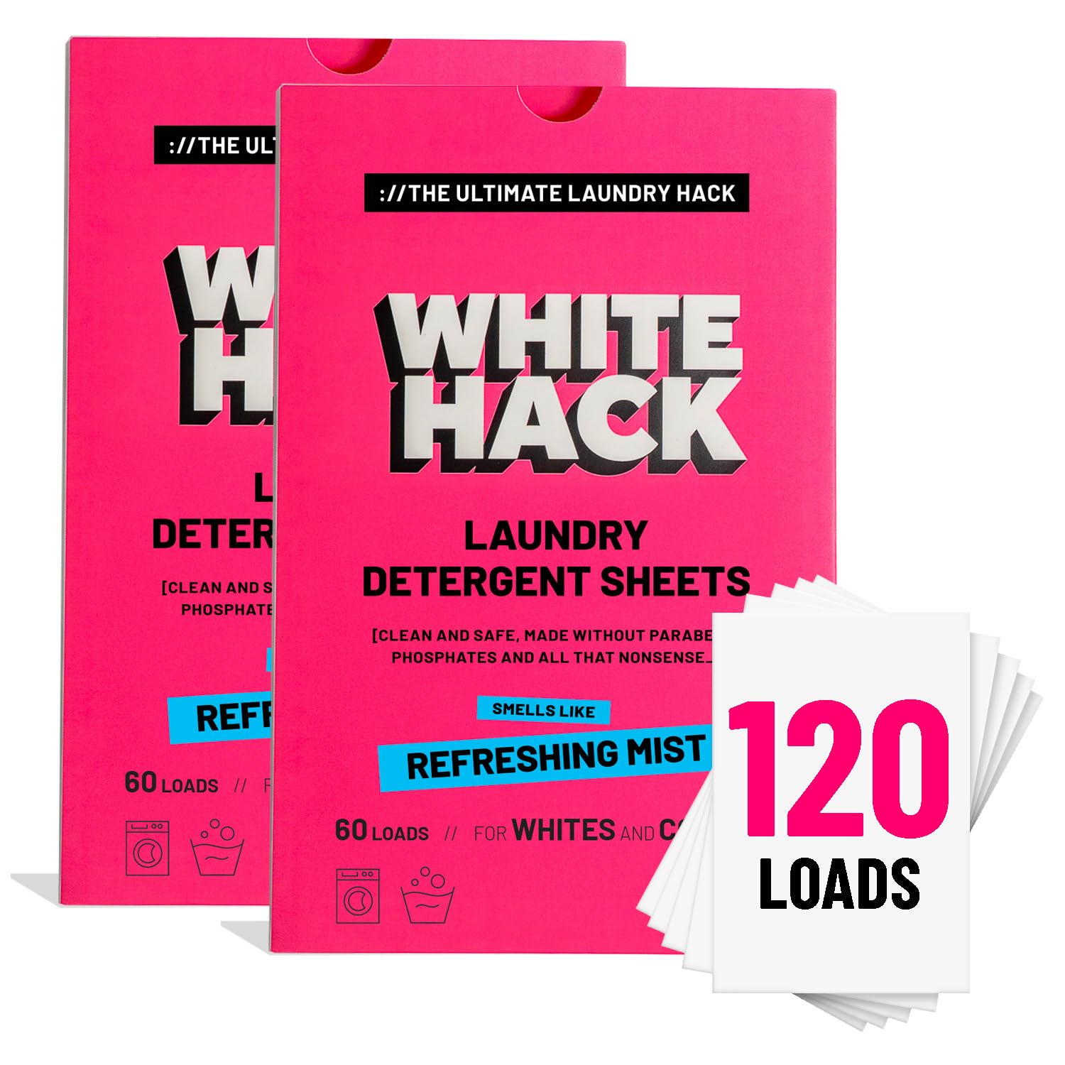Laundry Detergent Sheets | Clothes Detergent Laundry Soap Sheets for Travel - Mess-Free, Ultra Concentrated, Recyclable Packaging, Stain Fighting - Refreshing Mist Scent, 120 Count