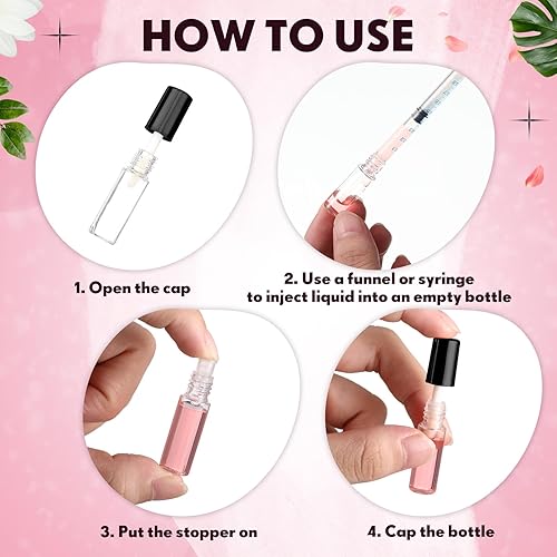 Miniatura 4 de Jinei 150 mini tubos de brillo de labios de 0.04 onzas líquidas, botellas vacías transparentes de bálsamo labial, recipientes recargables, tubos de