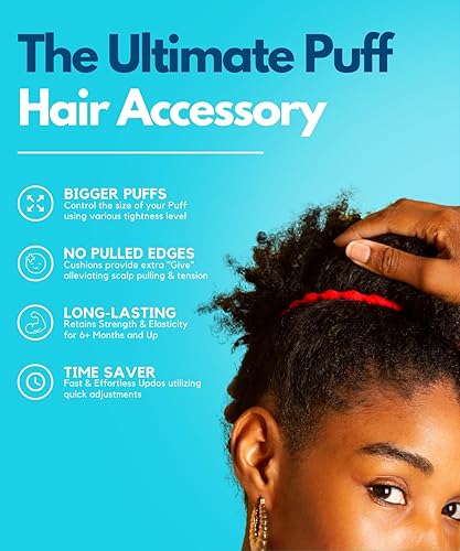 Miniatura 8 de Bunzee Bands - Diadema para cabello grueso, natural y rizado Tamaño ajustable para la coleta perfecta, moño para el pelo, relleno alto y Updos