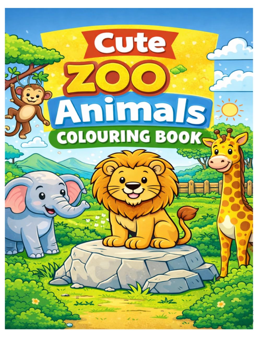 Cute Zoo Animals Colouring Book