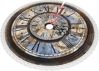 Vista 9 de Falda de árbol de Navidad de 48 pulgadas con ribete de flecos, tapete de árbol de reloj steampunk para árbol de Navidad, decoración rústica