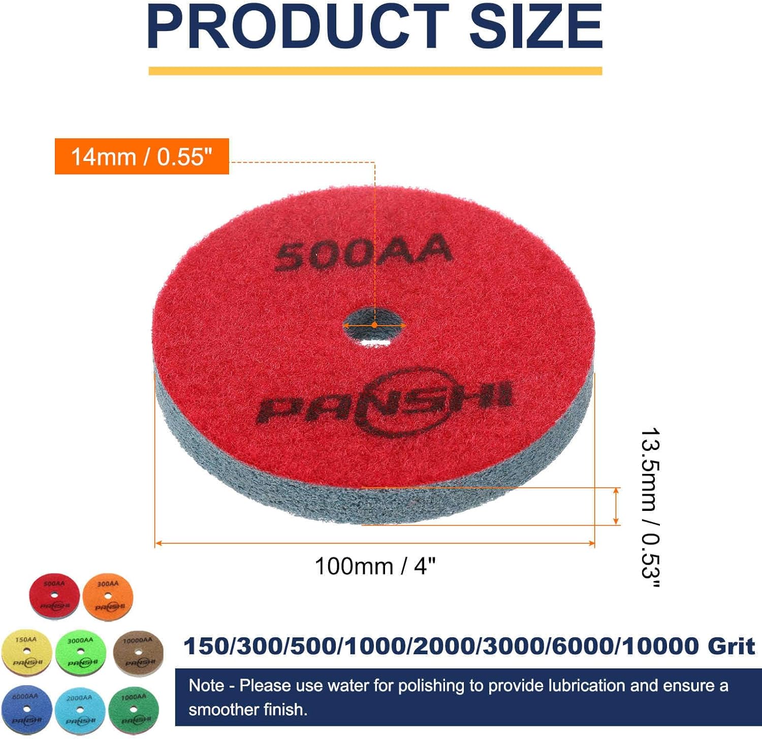 HARFINGTON Diamond Sponge Polishing Pads Set 4" Dia Emery Sand Fiber Polishing Pad Wet Use Buffing Pad for Stone Concrete Marble Grinder Polisher Buffing Wheel, Multicolor