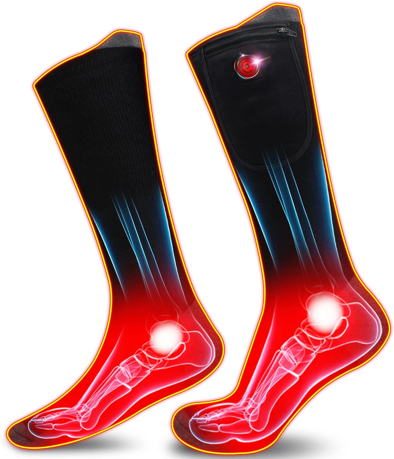 Rabbitroom Mens Heated Socks Rechargeable Electric Heated Socks for Arthritis Chronically Cold Feet Washable Winter Warm Heated Socks for Daily Activities and Freezer Work